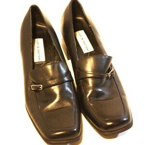 CROFT & BARROW Womens Shoes Size 11 Black Leather Slip-on Loafer Buckle